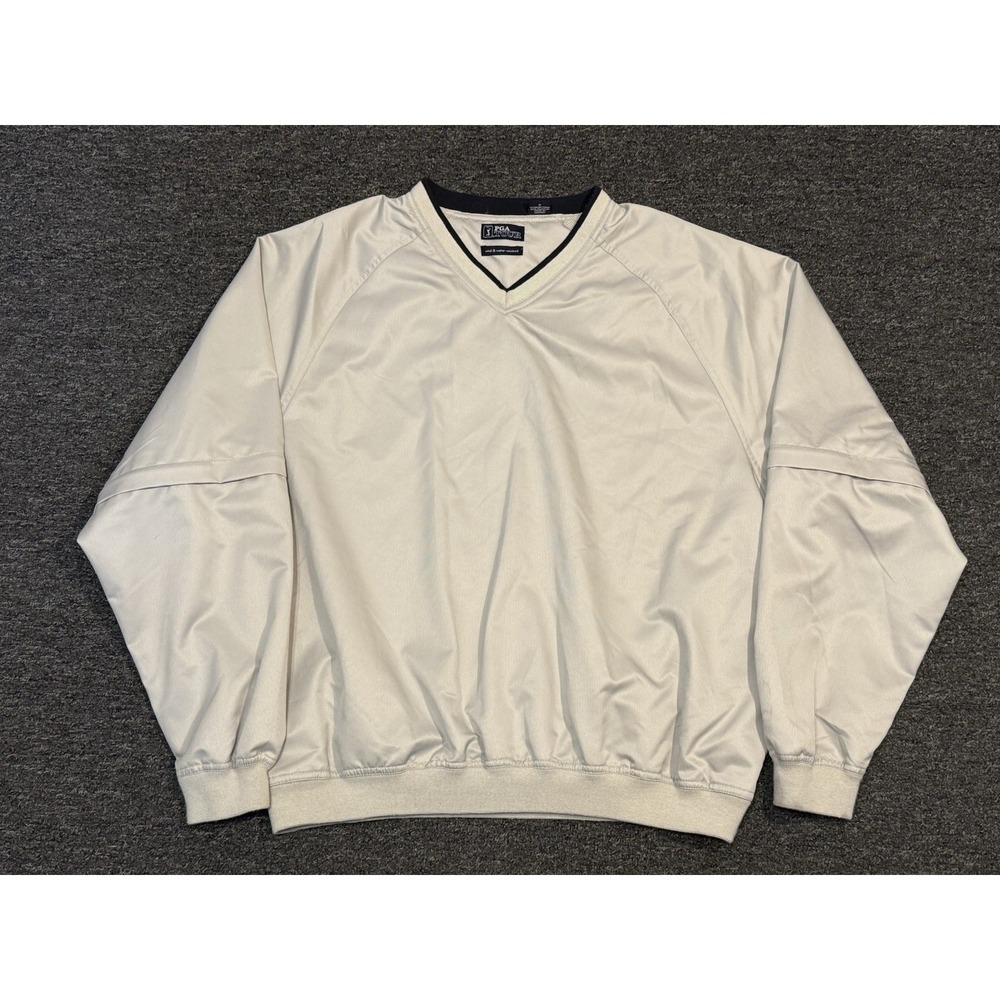 PGA Tour Weather Resistant Men's Large Pullover Sweatshirt Zip Sleeves Beige